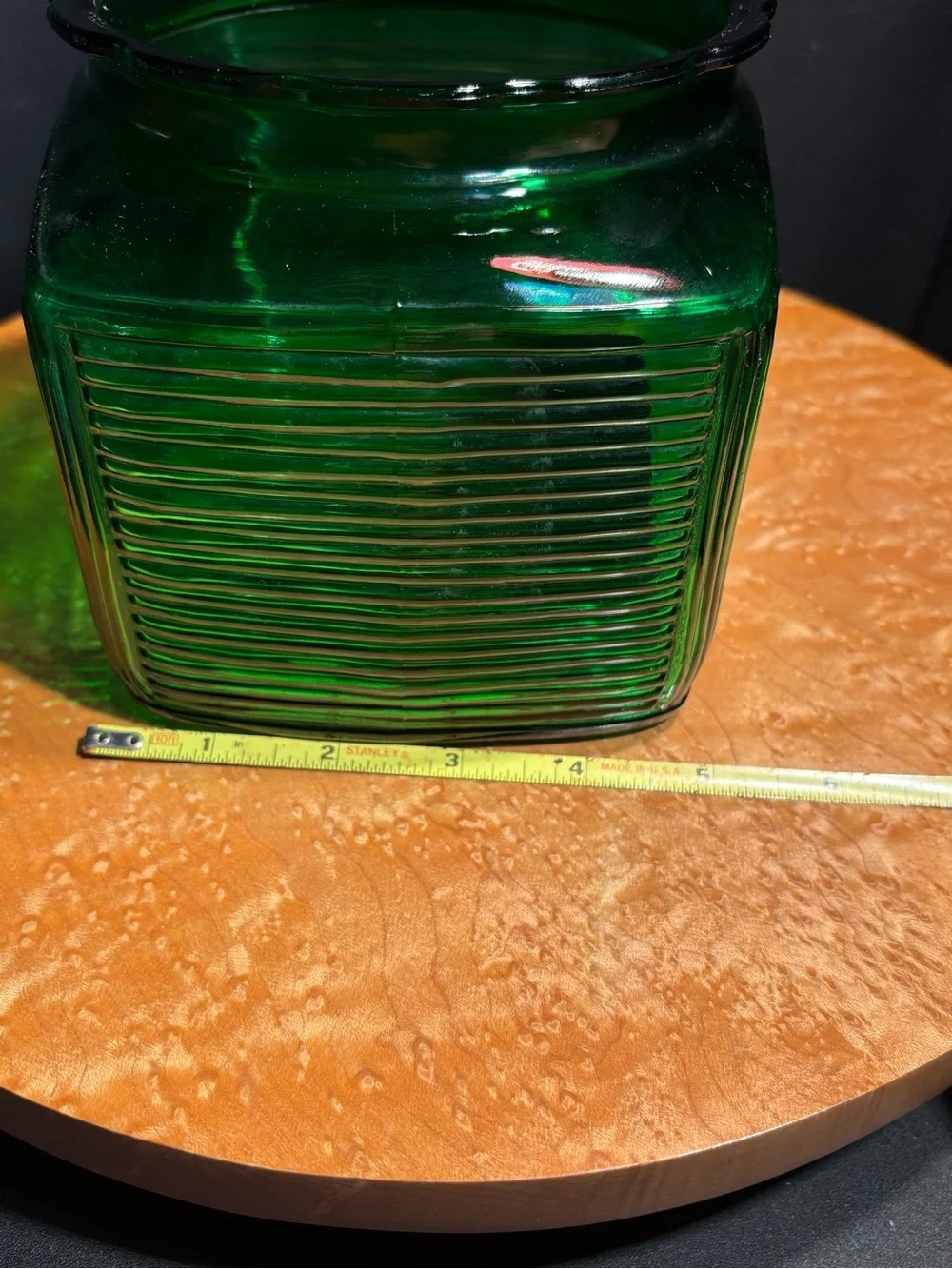 Vintage Green Ribbed Hoosier Glass Spice Canister Jar ALR Co R-17